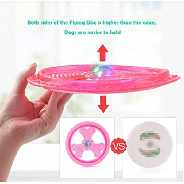 Träningsleksaker för frisbeehund med blinkande LED-lampor, lysa upp husdjursskivor för ultimat nattlek, rosa