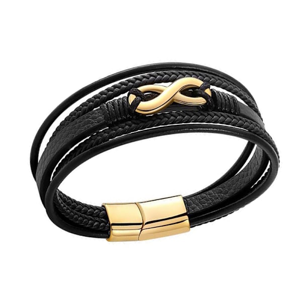 Multi Strand PU-armband rostfritt stål magnetiskt sugspänne Enkelt moderiktigt armband Smycken Guld