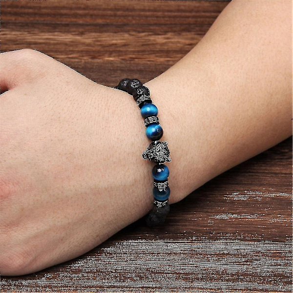 Men's Bead Armband Black Wolf Head Energy Vintage Armband,barn,hane