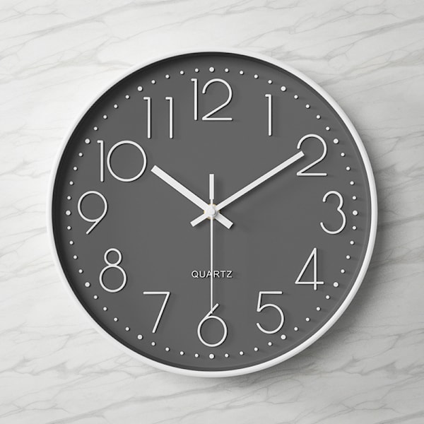 Modern Silent Non-Ticking Wall Clock, Silent Mute Wall Clock Väggpendel för sovrum Kök Vardagsrum Grå 30CM