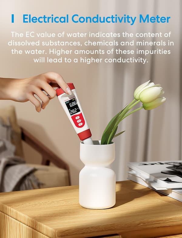 4 i 1, pH/TDS/EC/Temperature Water Quality Tester, IP67, til hydroponics, haver, pools og akvarier