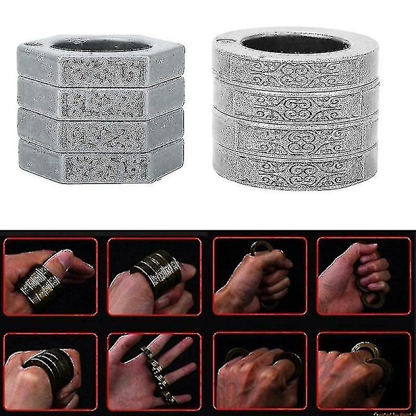 Hexagon Retro Magic Ring Personlig 4-fingerring Multifunktionell utomhus, kostym, hane