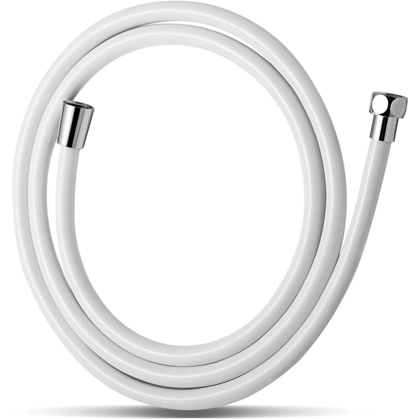 Universal PVC Glat Bruseslange med Skive Højtryks Bruseslange til Badekararmaturer Udskiftning 1,5m, Hvid