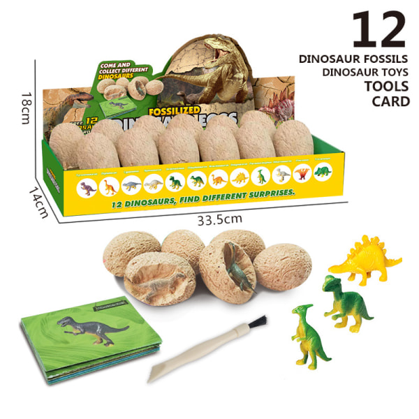 Dinosaur Eggs Dig Kit 12-pack, Upptäck 12 olika Dinos, Dino Egg Arkeologileksak Påskfestleksaker Pedagogiska leksaker för 6-åriga pojkar Flickor Barn