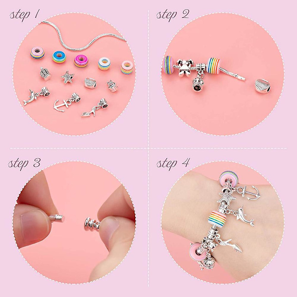 DIY Rainbow Beads Alloy Handgjorda set, barn, kvinnor