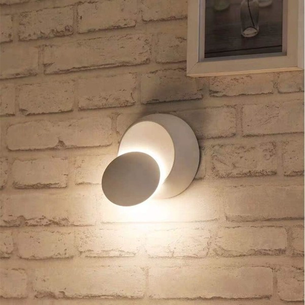 Vägglampor inomhus Vit LED-vägglampa 7W Modern Vägglampa Varmvit Creative Iron Wall Light Led-lampa (Vit)