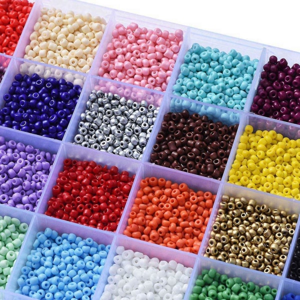 24 färger 4 mm färgade små glaspärlor för att göra hantverk 3600 st, barn, hane