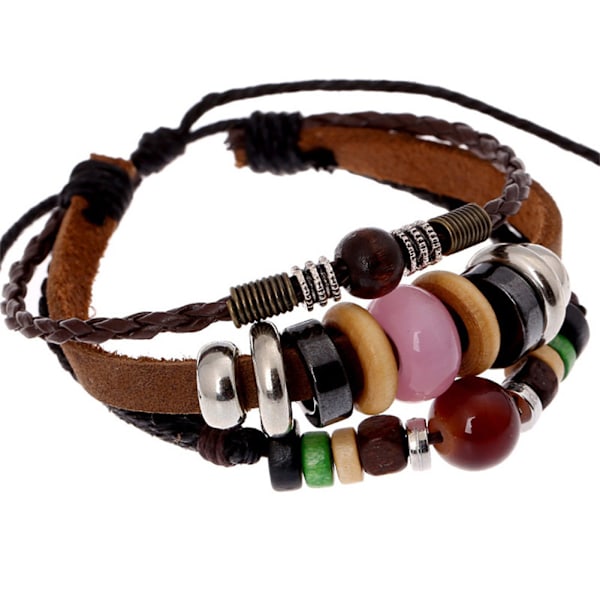 Fashionabla unisex PU-armband Multi Layer Design Justerbar längd armring Delikat smycken