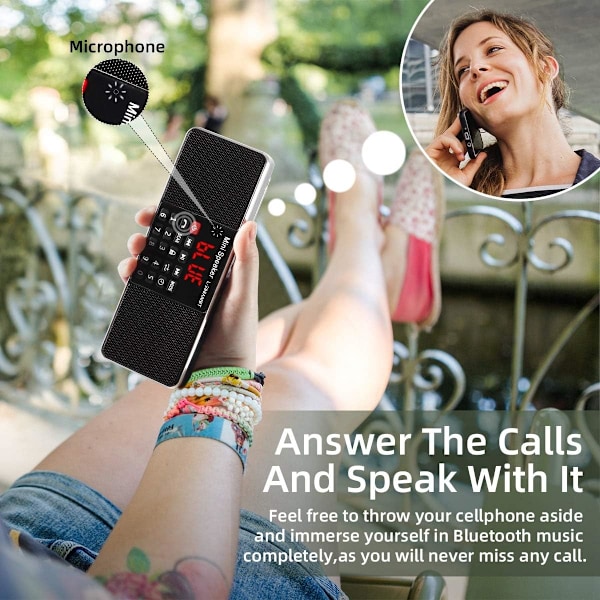 J-288 Bärbar Radio FM AM(MW) MP3 TF USB AUX med Bluetooth-högtalare, LED-display, Sömntimerfunktion. (utan manuell minnesfunktion)