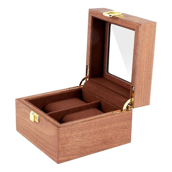 2 case Träklocka Watch , glas Toppad case, kaffe färg, barn, hane