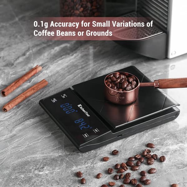 Kaffevåg med timer - Hög precision digital multifunktionsvåg 3kg/0,1g - Reverse Drip - Espressovåg med ljus LCD-display () - Svart