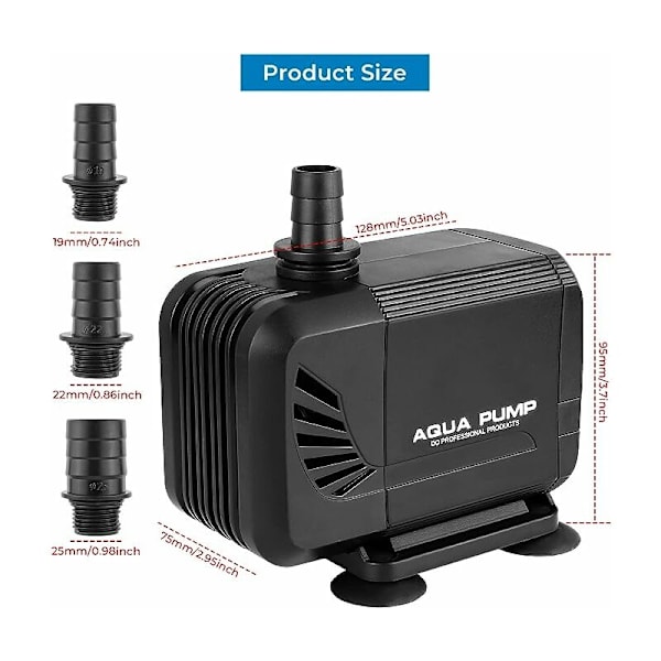 Dränkbar vattenpump, 40W 3000L/H Mini Silent Pump, Utloppshöjd 2,8m, Amfibievattenpump för damm