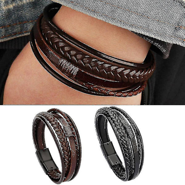 Personligt Flätad Armband Herrar Armband Läderpärlor Namn Graverat Armband 2st, barn, man
