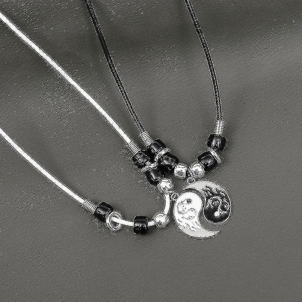 2/4st Tai Chi Yin Yang Par Armband Halsband Set Hänge Justerbar Braid Chain Armband Matchande Lover Armband Choker(silver Armband Set),ki