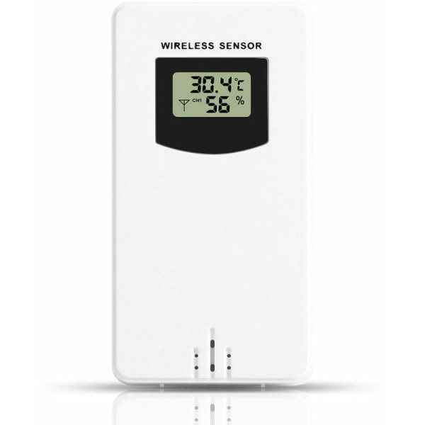 Väderstationstillbehör, trådlös sensorsond Temperaturmonitor utomhussensor, neutral vit