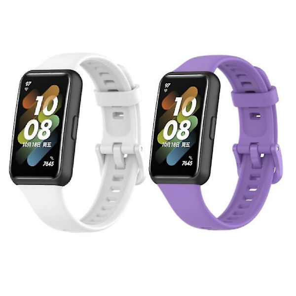 Silikonrem kompatibel Huawei Band 7-kompatibel armbandsrem Handledsrem Sporturband, vuxen, vit