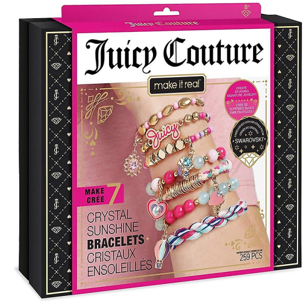 Gör-det-själv-berlockarmbandstillverkningssats - Gör det äkta Juicy Couture Rosa och ädla armband - Presenter till tjejer,barn,4409
