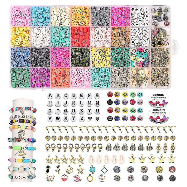 4600st Pärlor For Blets Ma , Mer Flat Round Sp Preppy Beads With Pen