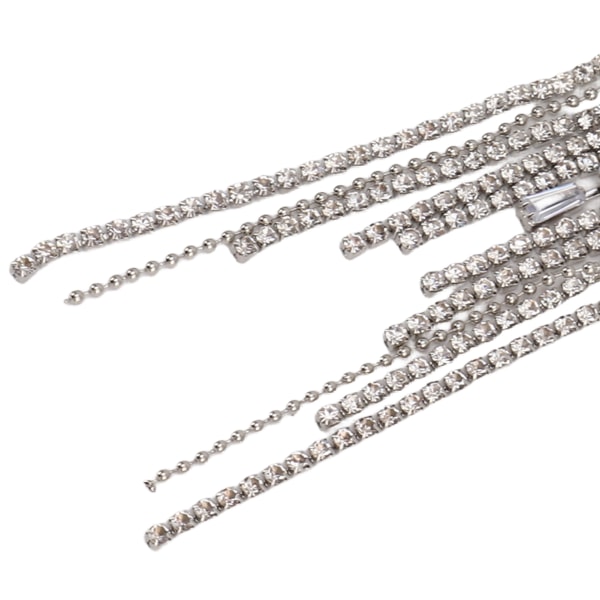 2st Kvinna Rhinestone Tofs Dangle Örhängen Sparkle Färgglada Böjda Bling Dangle Örhängen för Girl Lady Silver