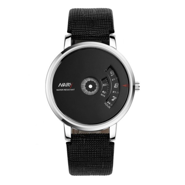 Fashionabla män Fortune Compass Sport Watch klocka (svart korsband, svart urtavla)