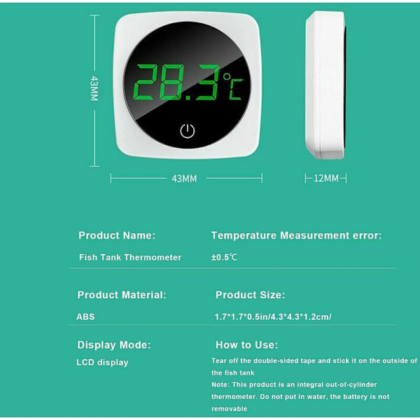 Digital akvarie termometer LED akvarie temperaturmätare pekskärm - Noggrann vattentemperatursensor för terrarium reptil amfibie generisk