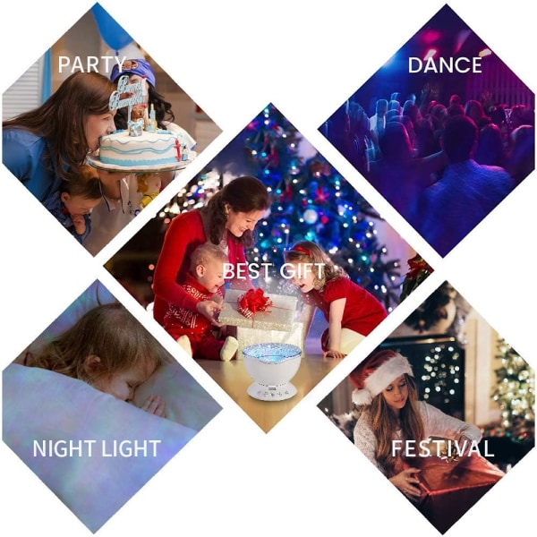 Ocean Wave Projector Sound Machine, Night Light Projector med fjärrkontroll Timer 8 färger LED-belysningslägen Vattenlampa för barn Vuxna Sovrum Liv