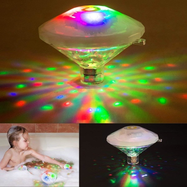 Flytande undervattenslampa LED Disco Aqua Glow Flerfärgad blinkande baddamm Pool Spa Spa Party Nattlampa med 7 mönsterlägen