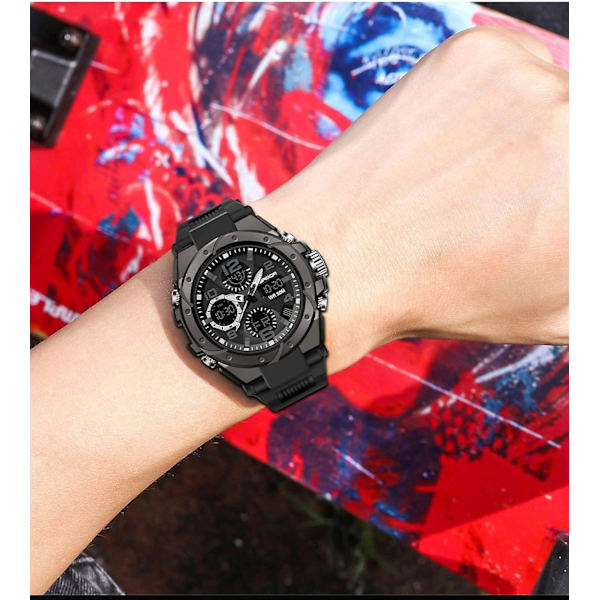 Militära taktiska sportklockor för män - Luminous Dual Time Digital Boy Army Watch-analog utomhus Vattentät, vuxen, manlig