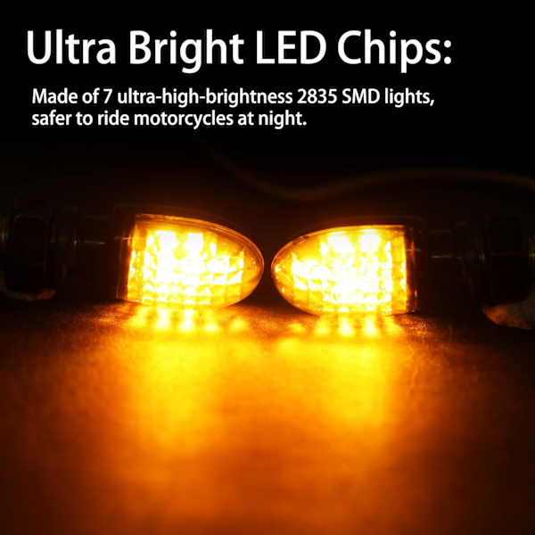 4st Motorcykel LED Blinkers E24 Godkänd 7 LED Micro Indicators 12V Universal 2835 SMD Mini Vattentät Bulb M8 för Cruiser Bobber Chopper S