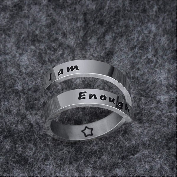 Ring I Am Enough Ring Inspirerande smycken Rostfritt stål 18,9 mm diameter, rostfritt stål, barn, hona
