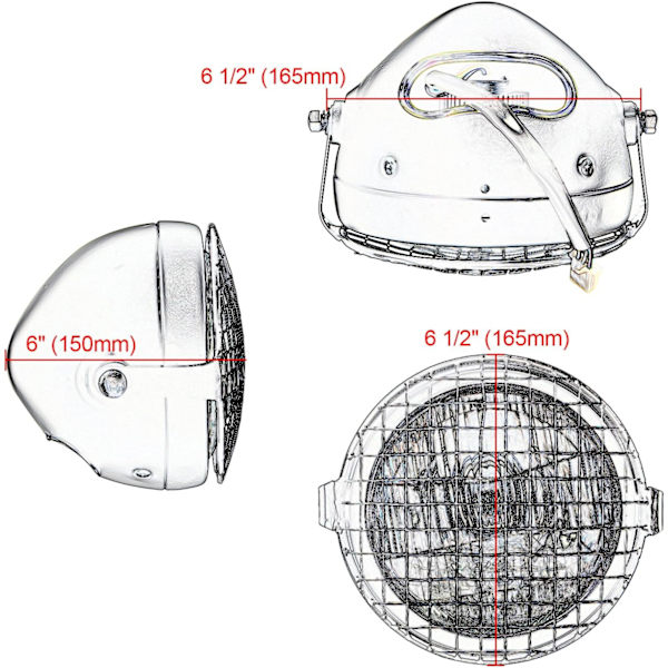 moottoripyörän ajovalo Hi/Lo 6 1/2" universal musta universal integroidut ajovalot Grill Bobber Chopper Custom ect (C)