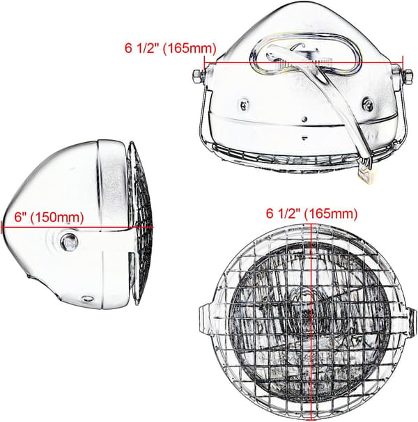 motorcykel forlygte Hi/Lo 6 1/2" universal sort universal integrerende forlygter Grill Bobber Chopper Custom ect (C)