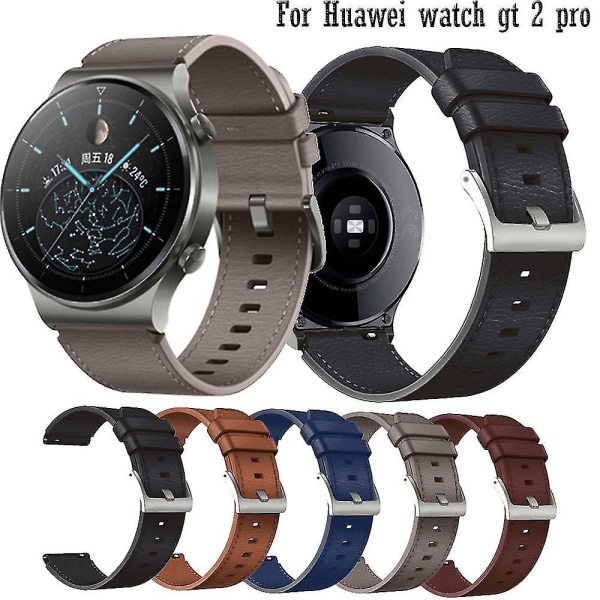 Klockarmband för Huawei Watch Gt 2 Pro Strap Smart Armband i äkta läder, vuxen, unisex