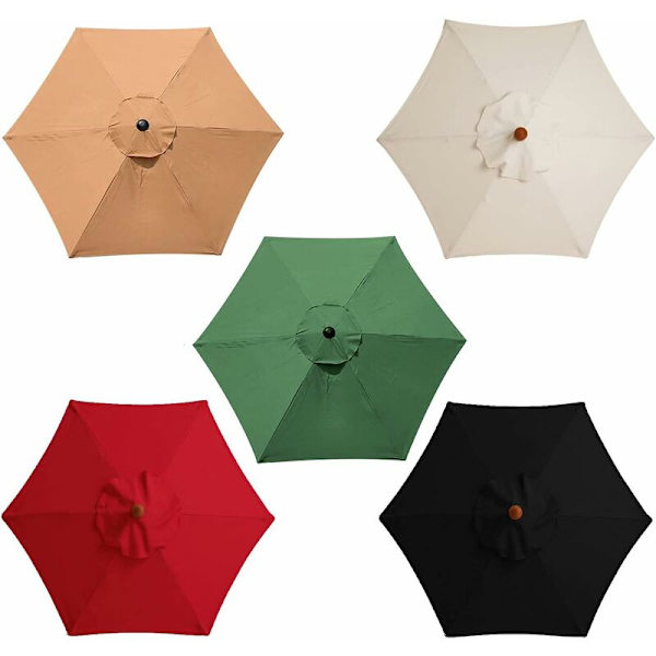 10ft Parasollersättningsskydd, 6 ribbor, blekningsresistent uteplats, utomhus, däck, marknadsbordsparasoll, gräsmatta, pool - Röd - A4-storlek