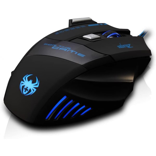 Gamingmus, 7200DPI trådbunden mus, 7-knapps ergonomisk mus, USB musdator, musspel för PC, Mac Black