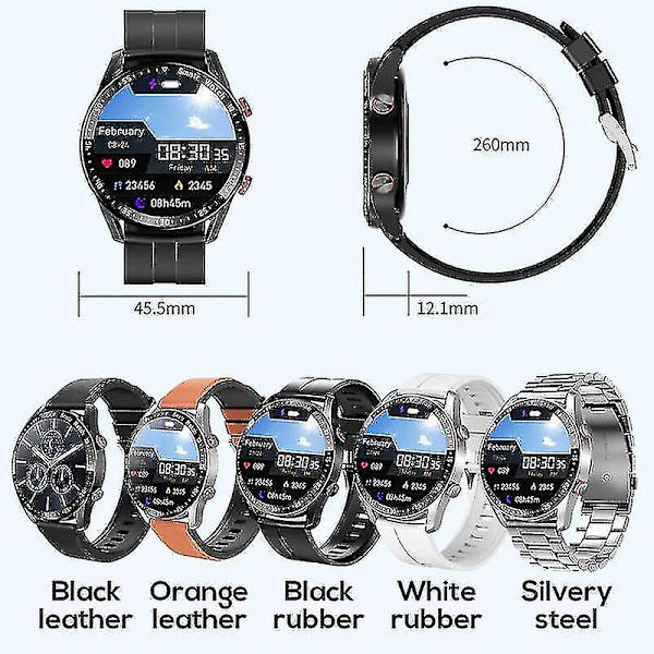 Icke-invasivt blodsockertest Smart Watch, Full Touch Health Tracker Watch med blodtryck, blodsyrespårning, sömnövervakning, vuxen, vit