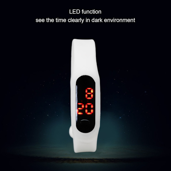 Silikon LED Digital Watch Elektronisk Display Färgglad Enkel Fashionabla Sport Silikonrem Digital för Studenter Vit