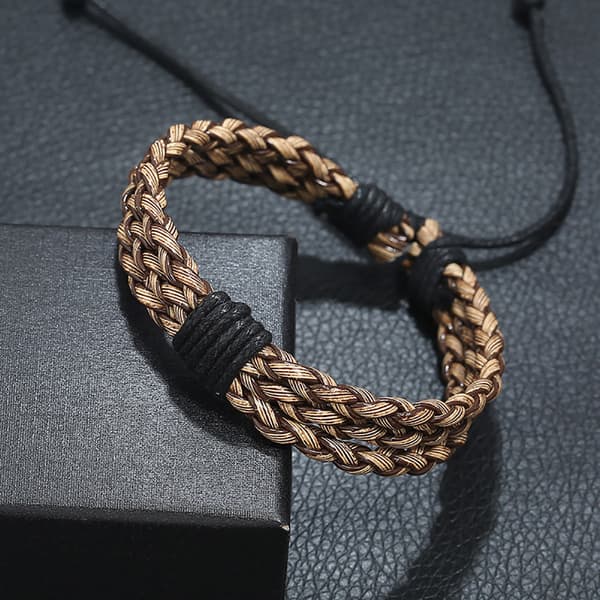 Mode Retro Justerbar PU vävd Man Armband Handled Dekoration