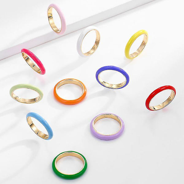 Emalj Drip Iridescent Ring Set Lindra ångest och rädsla nummer 5 3yab,barn,man