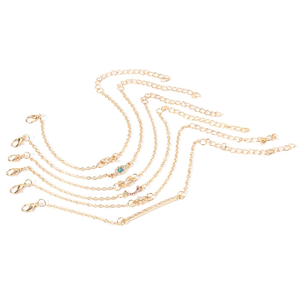 6st Kvinnor Rhinestones Smycken Tillbehör Multi Layers Slim Armband Set