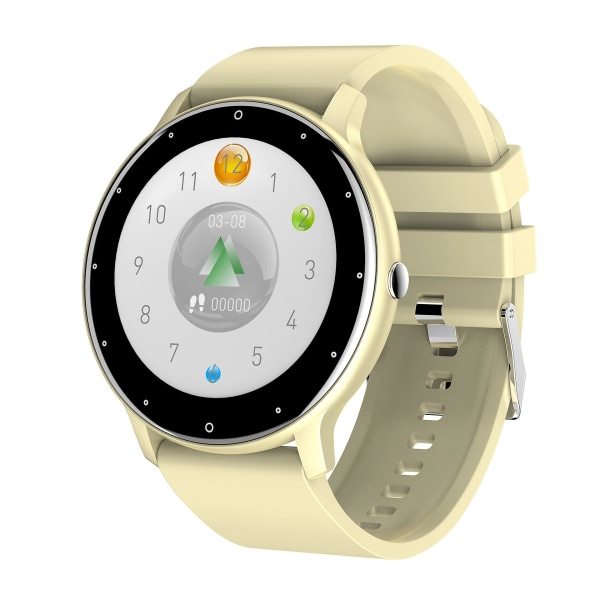 Full Touch Smartwatch Blodtryck, Blodsyre, Kroppstemperatur, Pulsdetektering Bluetooth Vattentät Watch, vuxen, Gul