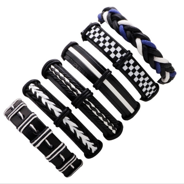 6 ST Fashion Punk Style Flätat armband Armband Armband Tillbehör Längd Justerbar