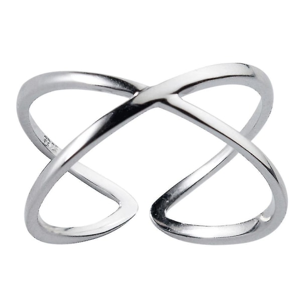 Silver Cross Design Ringar Enkel öppen Ring Mode Finger Ring Delikat Finger Smycken För Kvinna Tjej, vuxen, kvinna