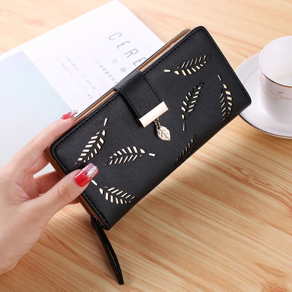 Lång plånbok för kvinnor, RFID-blockering med stor kapacitet för damer i äkta läder, elegant plånbok för kvinnor med kortplatser