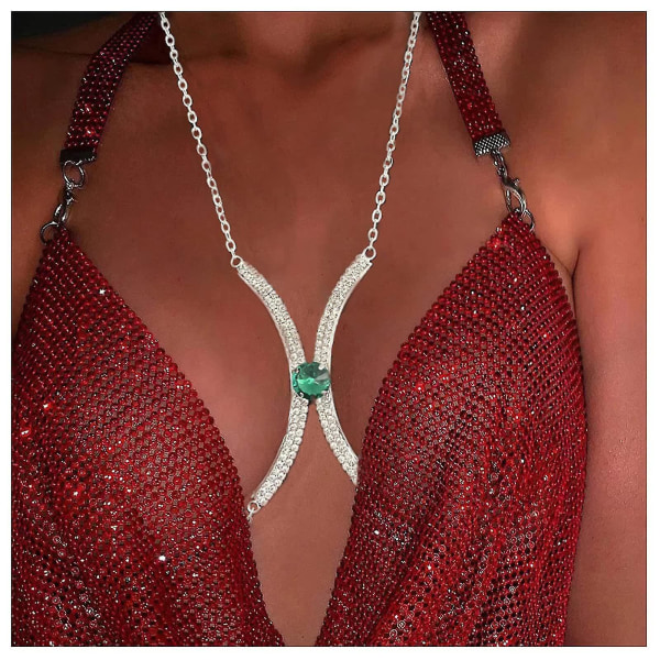 Hjärta Rhinestone Bröstfäste Kedja Kristall Bröstfäste Rhinestone BH Body Chain Bikini Sele Bröstkedja För Kvinnor (hjärta),vuxen,kvinna
