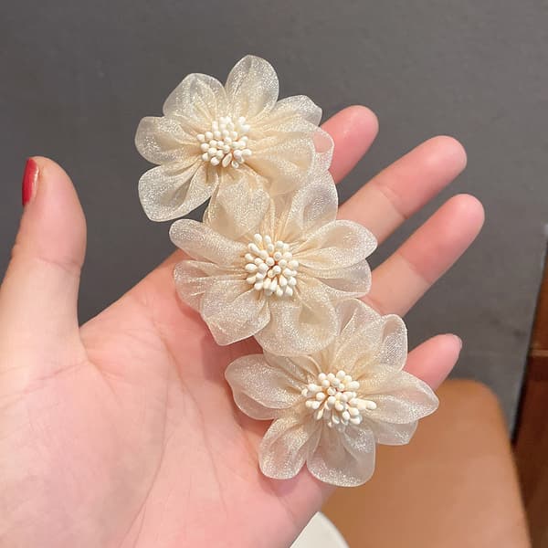 Hårspänne Kameliaformad Elegant Hantverk Spring Håraccessoarer för tjejerBeige