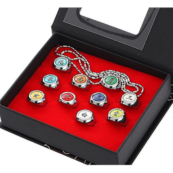 11st Akatsuki Rings Set Anime Naruto Cosplay Prop Ninja Uchiha Itachi Halsband Herrsmycken,barn,hane