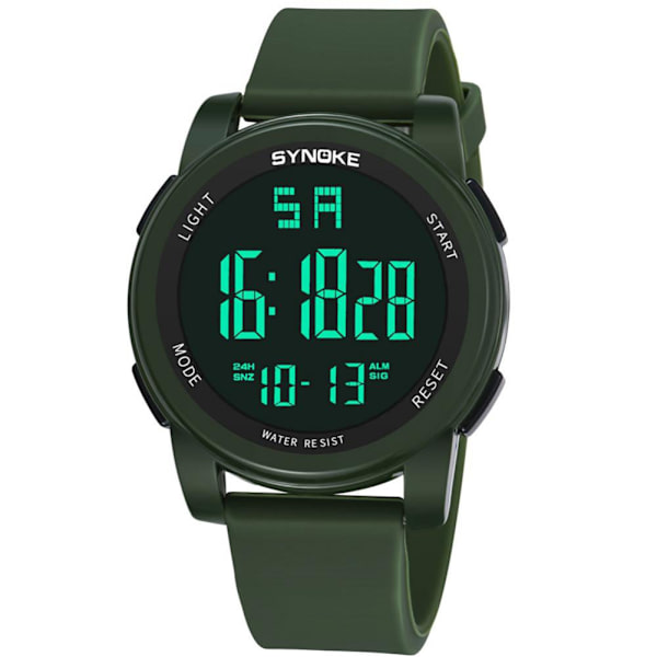 Utomhussport Student Elektronisk Watch Lysande vattentät armbandsur (armégrön)
