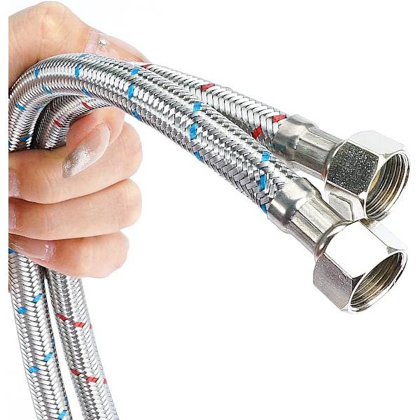 60CM/23,6 Tommer 2 stk Fleksible Vandhaneforbindelses Slanger G3/8 x M10, Flettet Rustfrit Stål Vask Forlængelsesslanger til Køkken Badeværelse