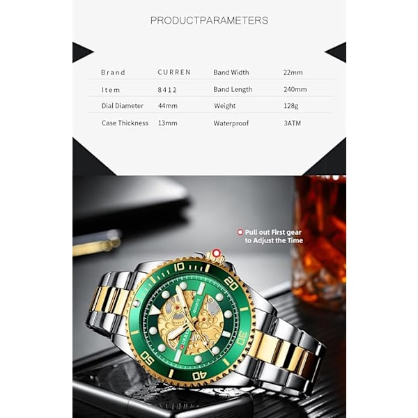 Herrklockor Rostfritt stål Vattentät Analog Quartz Watch Business Armbandsur för män